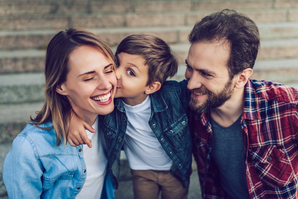 Happy family outdoors